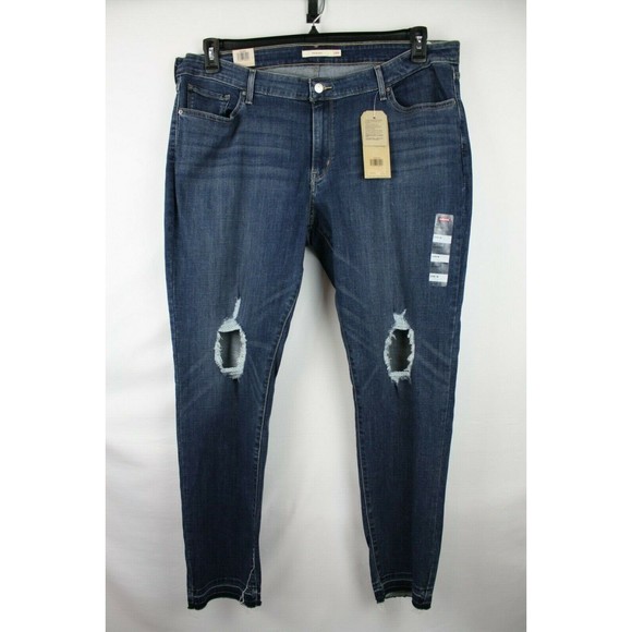 Levi's Sculpt 711 Skinny Mid Rise Distressed Jeans Size 24W M - Picture 2 of 4